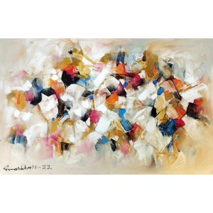 Mashkoor Raza, 30 x 48 Inch, Oil on Canvas, Abstract Painting, AC-MR-565